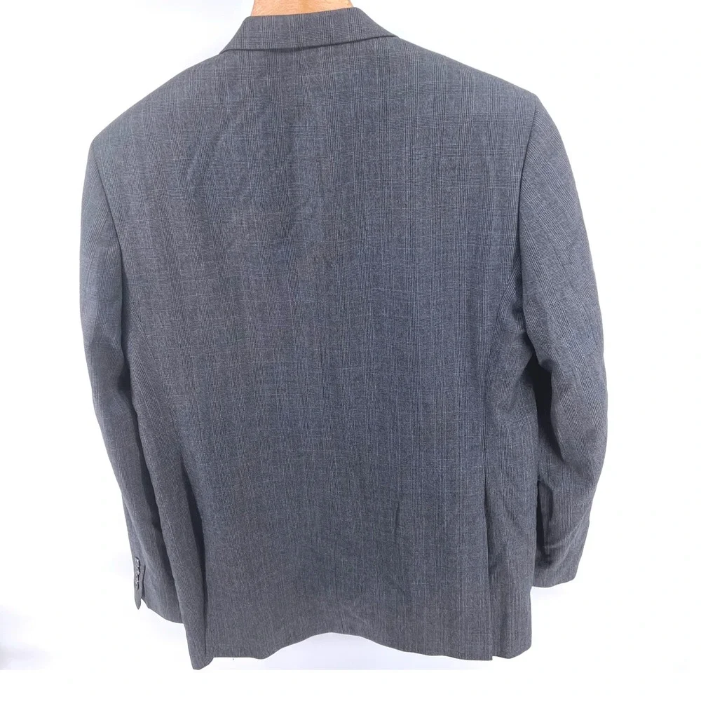 JOS‎ A BANK 1905 Mens 46XL 40W Slim Fit Plaid Wool Blazer Jacket Gray
